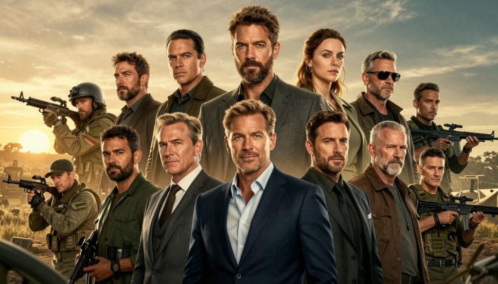 A dynamic, cinematic portrayal of the cast from "Border 2," arranged in a dramatic group composition. In the foreground, feature key actors in professional attire, exuding determination and camaraderie, with engaging expressions that hint at the film's action and emotional depth. The middle ground showcases various scenes from the film, including military elements and a landscape representative of the border theme. In the background, a hazy sunset casts golden light, enhancing the mood of anticipation and excitement for the franchise's future. Use a wide-angle lens to capture the grandeur of the ensemble, with soft focus on the edges to create depth. The overall atmosphere should feel inspiring and motivational, hinting at the epic journey ahead for the "Border 2" saga. A dynamic, cinematic portrayal of the cast from "Border 2," arranged in a dramatic group composition. In the foreground, feature key actors in professional attire, exuding determination and camaraderie, with engaging expressions that hint at the film's action and emotional depth. The middle ground showcases various scenes from the film, including military elements and a landscape representative of the border theme. In the background, a hazy sunset casts golden light, enhancing the mood of anticipation and excitement for the franchise's future. Use a wide-angle lens to capture the grandeur of the ensemble, with soft focus on the edges to create depth. The overall atmosphere should feel inspiring and motivational, hinting at the epic journey ahead for the "Border 2" saga.